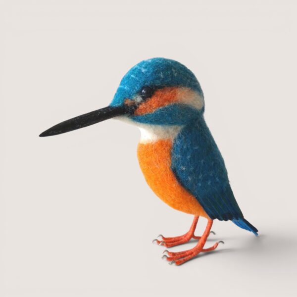 Made to Order 34 Needle felted kingfisher sculpture, made to order, side view