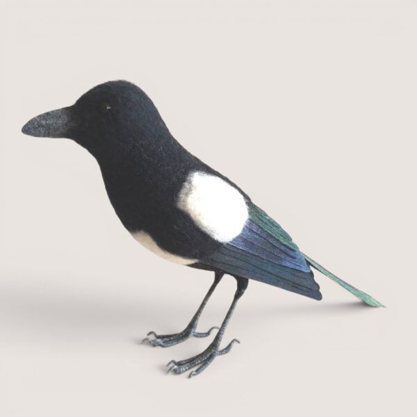 Made to Order 35 Needle felted magpie sculpture, made to order, side view