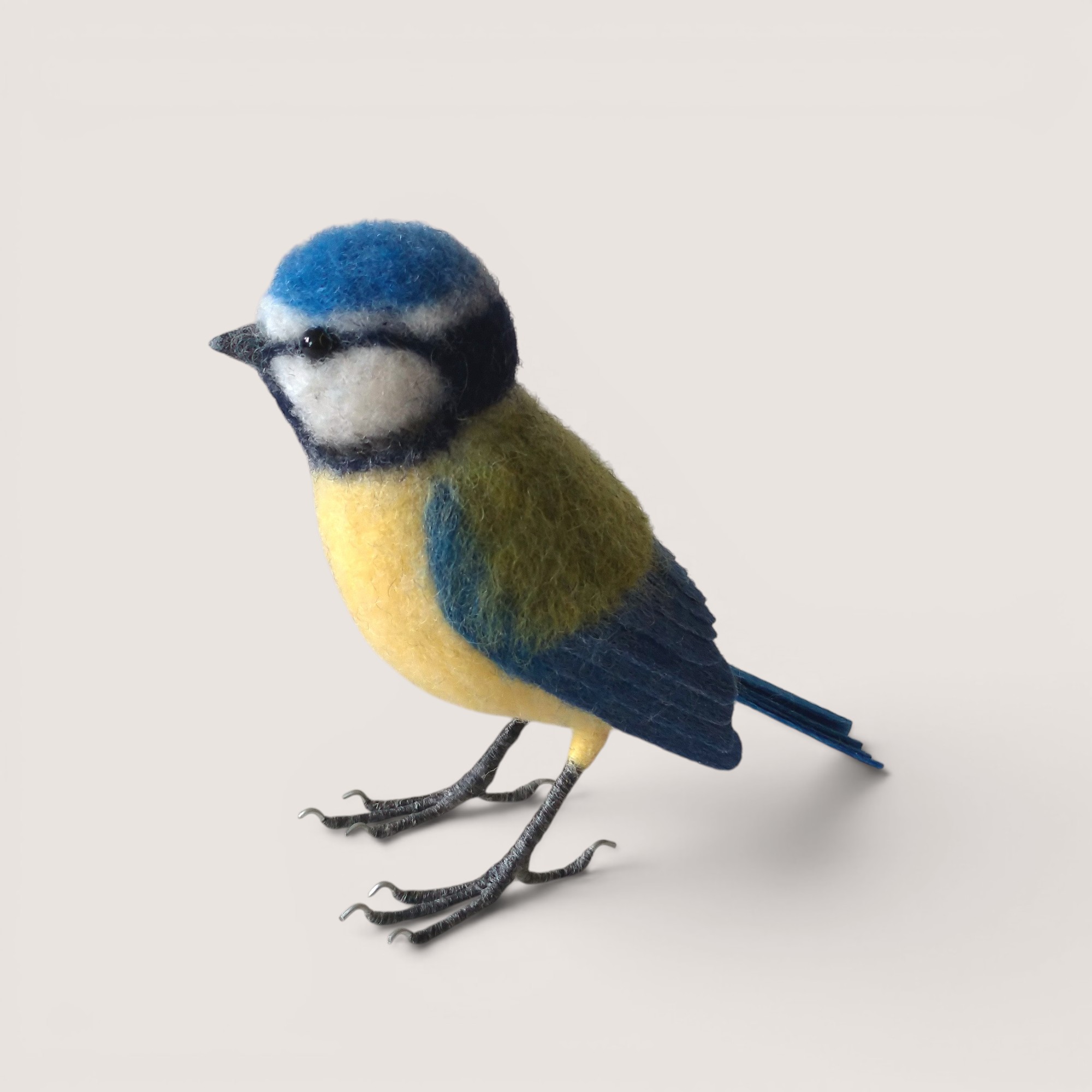 Blue Tit 1 Handmade needle felted Blue Tit by Grey Wren Studio.