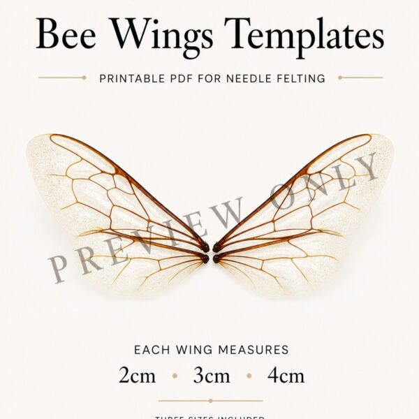 Made to Order 43 Bee Wings Templates printable PDF for needle felting by Grey Wren Studio