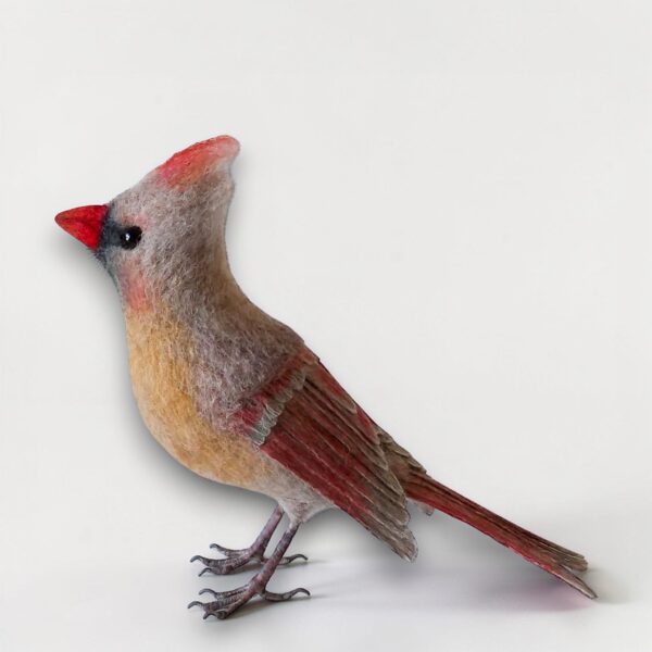 Made to Order 18 Needle felted female northern cardinal, handmade wool sculpture by Grey Wren Studio