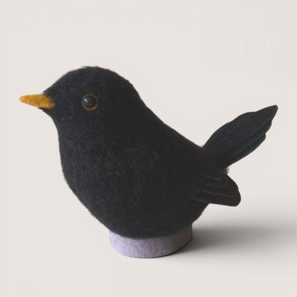 Ready to Ship 6 Handmade needle felted Blackbird Bauble Bird by Grey Wren Studio.