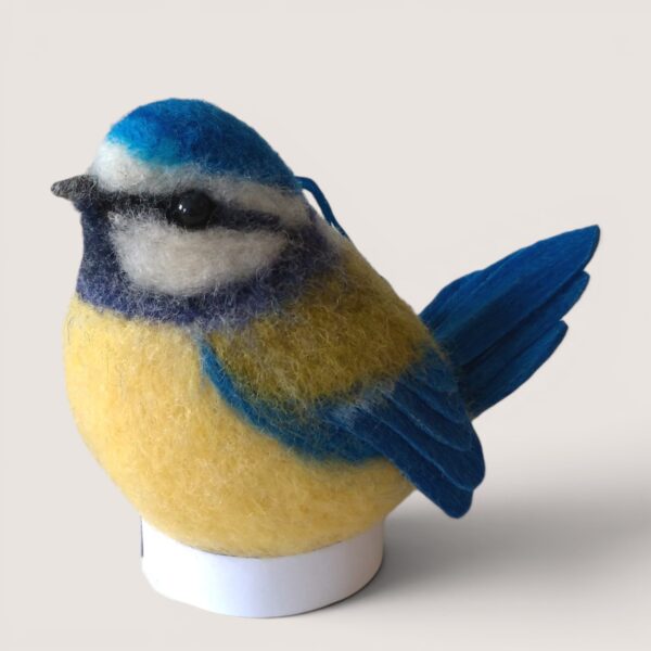 Ready to Ship 9 Handmade needle felted Blue Tit Bauble Bird by Grey Wren Studio.