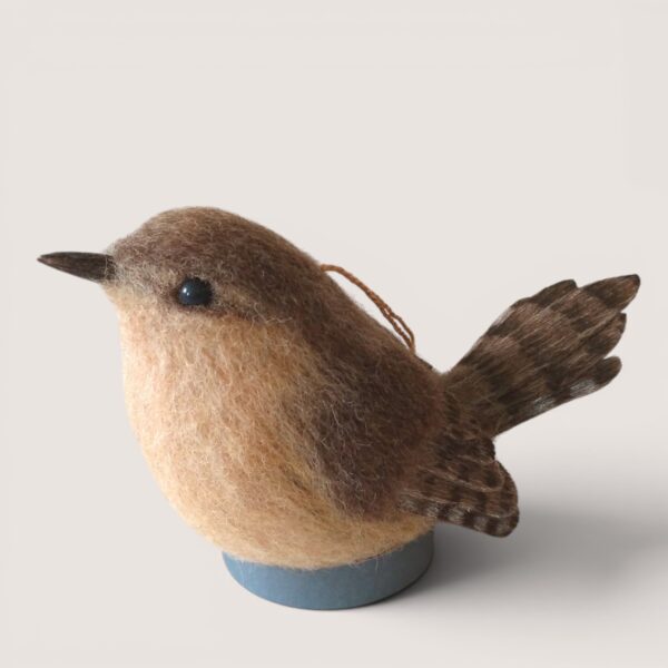 Ready to Ship 7 Handmade needle felted Wren Bauble Bird by Grey Wren Studio.
