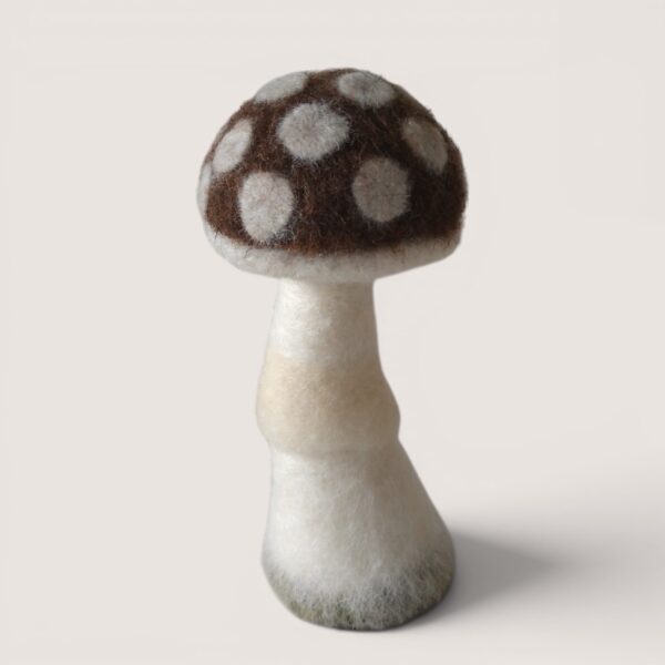 Ready to Ship 26 Handmade needle felted Spotted Mushroom in Bracken Fern by Grey Wren Studio.