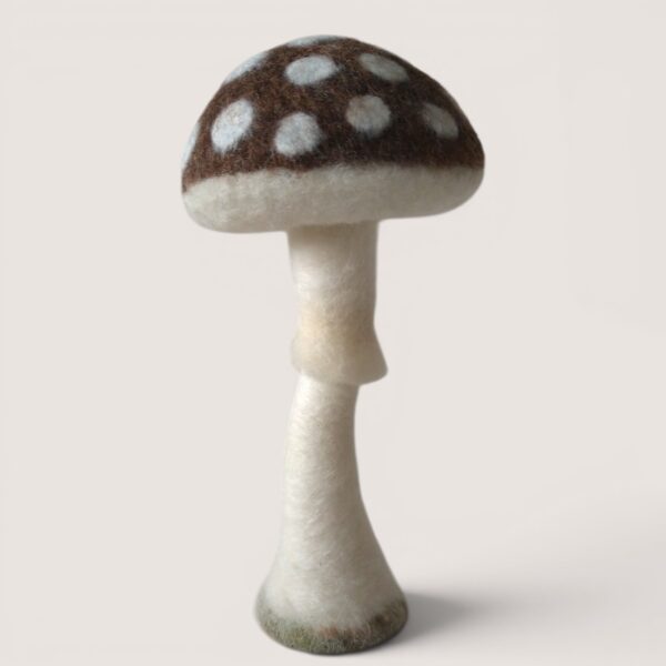 Ready to Ship 24 Handmade needle felted Spotted Mushroom in Bracken Moss by Grey Wren Studio.