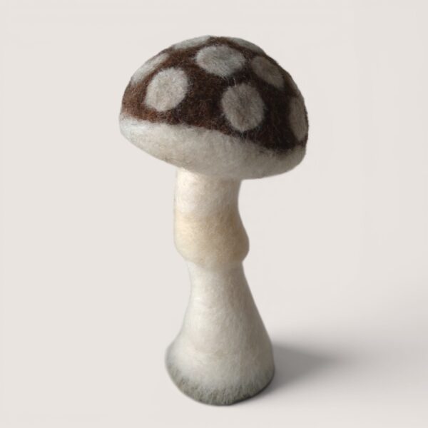 Ready to Ship 25 Handmade needle felted Spotted Mushroom in Bracken Shade by Grey Wren Studio.