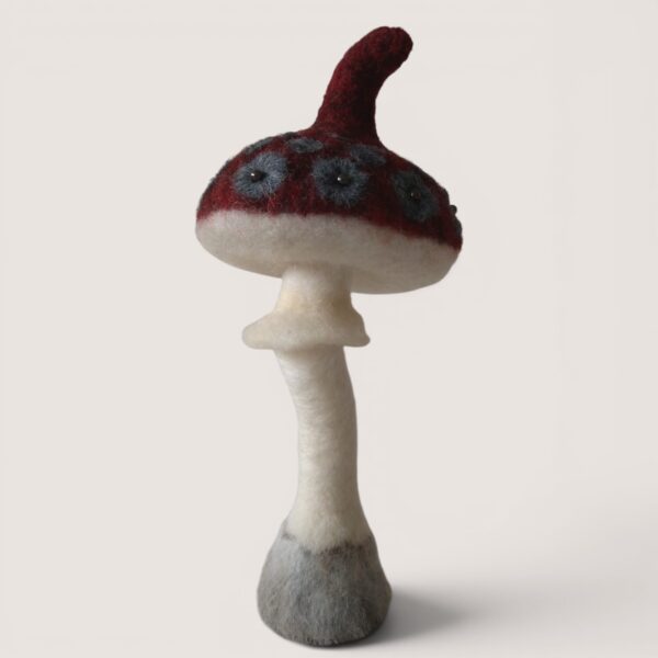 Ready to Ship 17 Handmade needle felted Spotted Mushroom in Ember Crown by Grey Wren Studio.