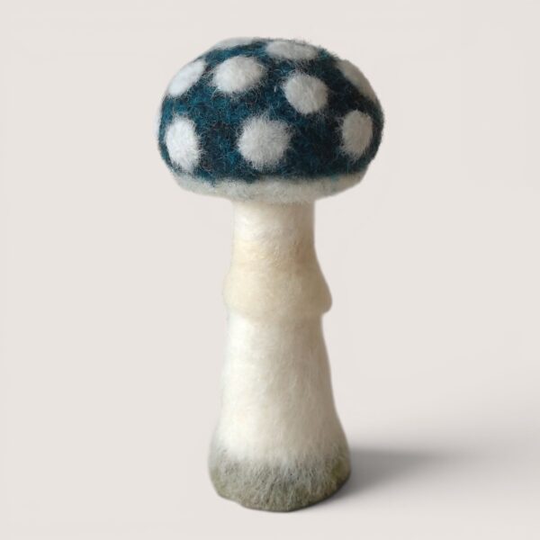 Ready to Ship 20 Handmade needle felted Spotted Mushroom in Seafret Mist by Grey Wren Studio.