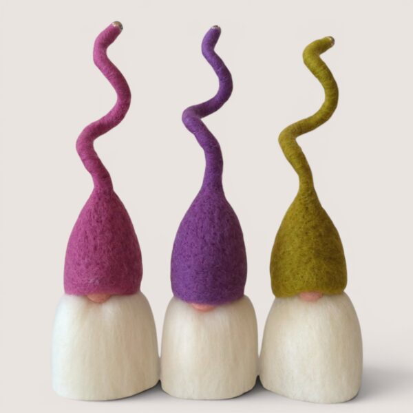 Handmade Tomten set in the Foxglove Morning colour palette by Grey Wren Studio.