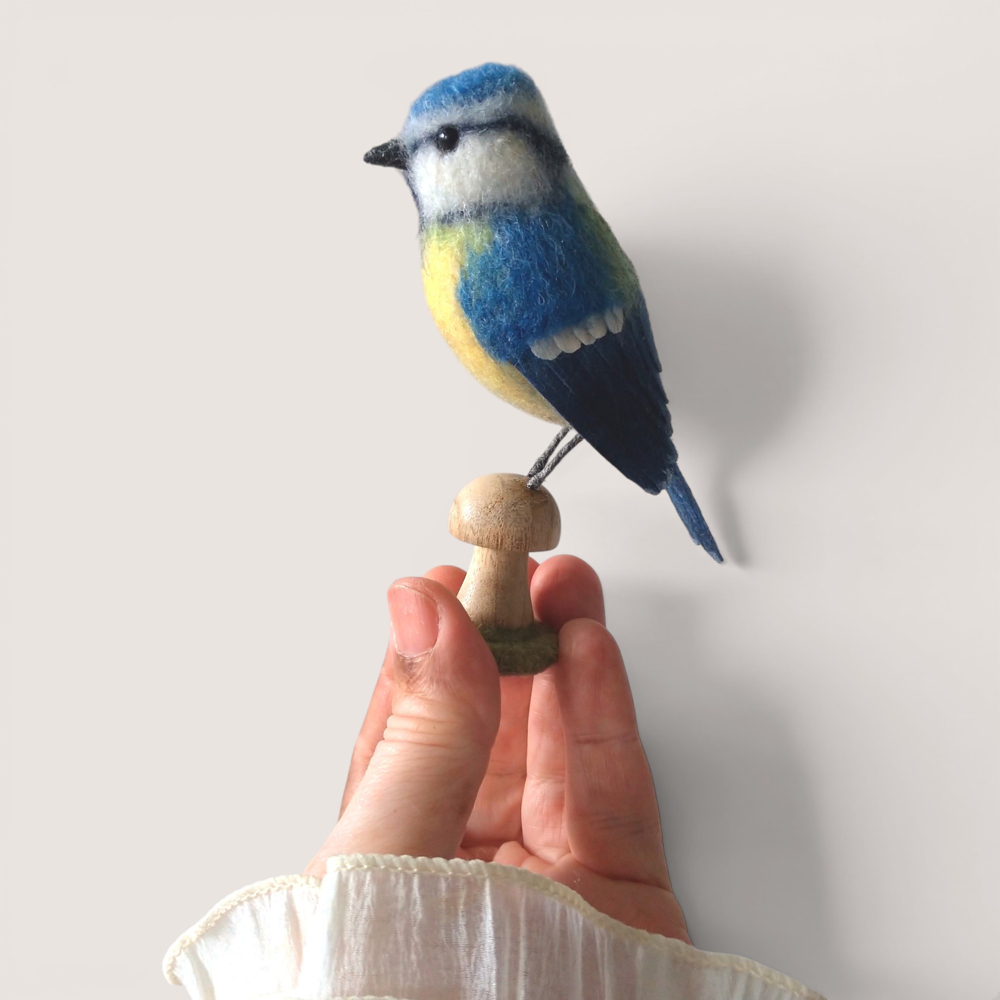 Blue Tit – Wooden Mushroom 4 Blue Tit – Wooden Mushroom - Image 4