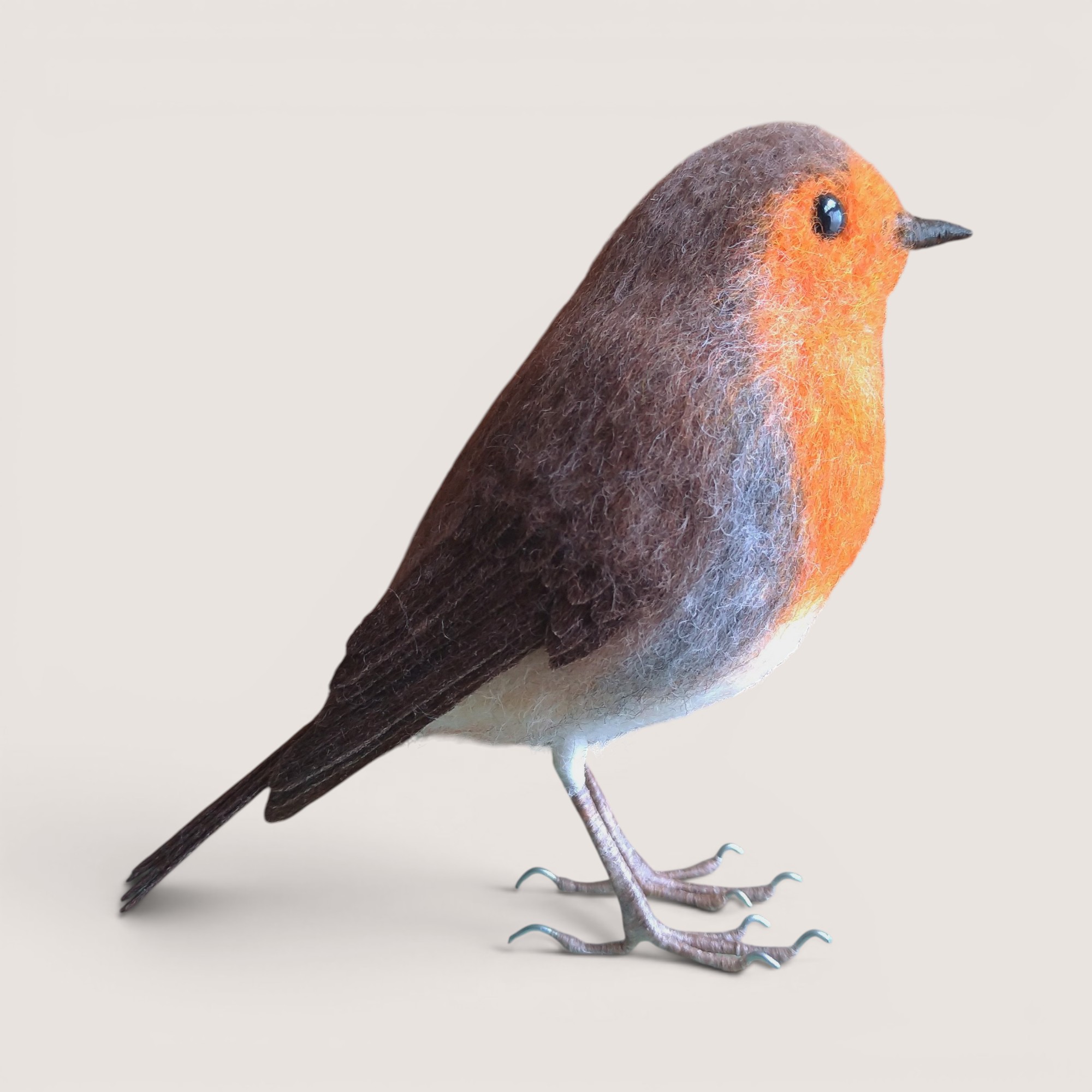 image of needle felted robin for workshop by grey wren studio